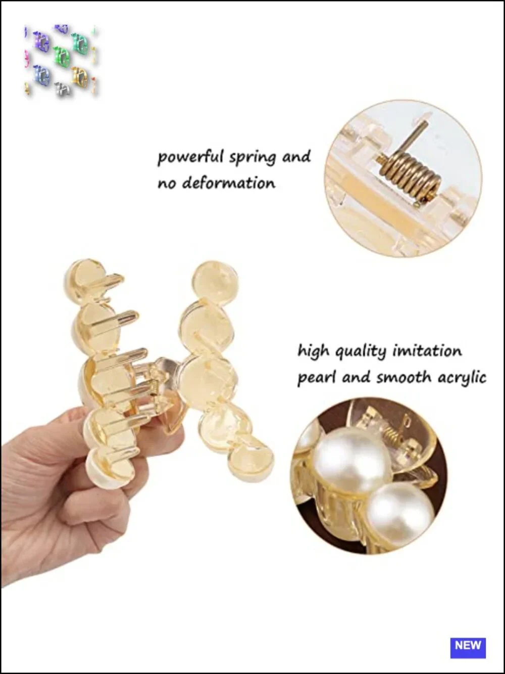 4 Large Pearl Hair Claw Clips Non-Slip for Women Girls Wedding Party Daily